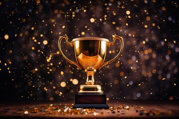 Image of the golden trophy for the winner - obrazy, fototapety, plakaty
