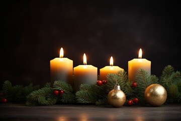 Obraz na płótnie Canvas Candles are lit, Christmas decorations