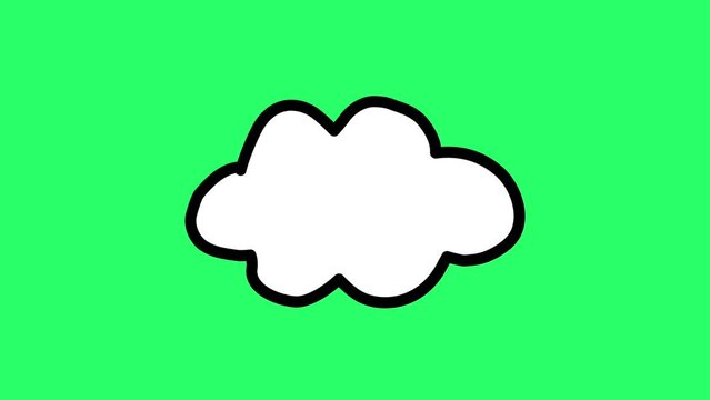 Animation simple cloud shape on green background.
