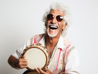 Elderly Man with Tambourine