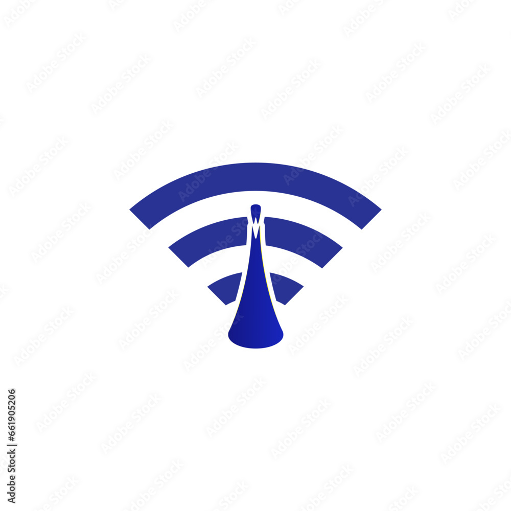Fototapete a combination of wifi symbols and peacocks with a luxurious and modern look, the shapes are simple and easy to recognize, both when printed and in digital form using subtle gradient colors. 
