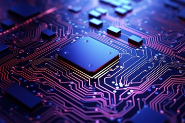 The Language of Technology: Intricate Circuit Board Patterns Explored in This Fascinating Closeup, Unlocking the Secrets of Innovation. Generative AI