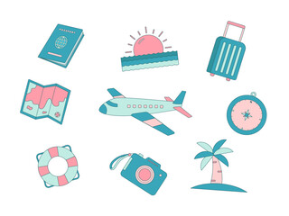 Flat travel illustration collection