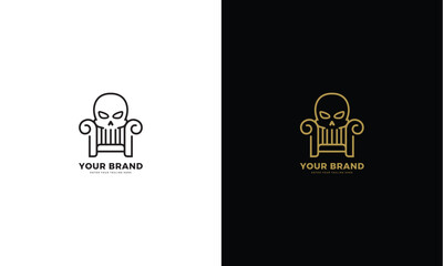 Skull chair logo, vector graphic design