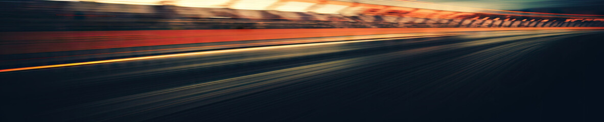 Dynamic blurred image of a fast-paced race track.