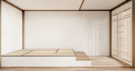 Japan modern room interior cleaning room with tatami mat and lamp Japanese style. - obrazy, fototapety, plakaty
