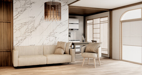 Sofa furniture and modern room interior design minimal.3D rendering