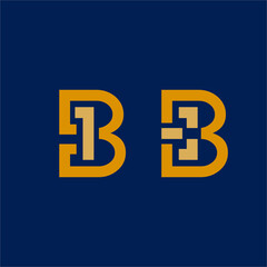 Simple geometric letter B logo design with number 1 and T.