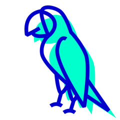 鳥、インコを表す2色スタイルのアイコン