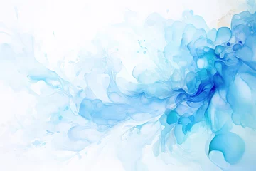 Kissenbezug  watercolor blue wave floral fractal line geometry abstract background illustration, Minimal geometric pattern, Dynamic shapes composition interweavings, ornament © Jim1786