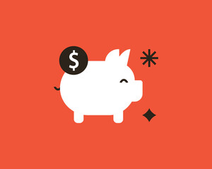 Geometric piggy bank illustration in flat style design. Vector illustration. 