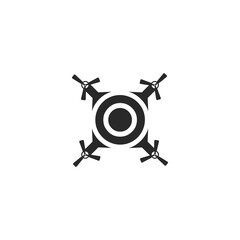 Logo is a Drone with 4 propellers. Black Drone.