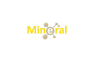 Vector is the word "Mineral". Inside the atomic trajectory symbol is the letter e.
