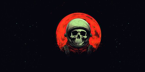 Skull in a space suit, concept of Astronaut symbolism