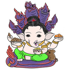 Lord Ganesha,God in hindu,Creative with illustration in flat design.