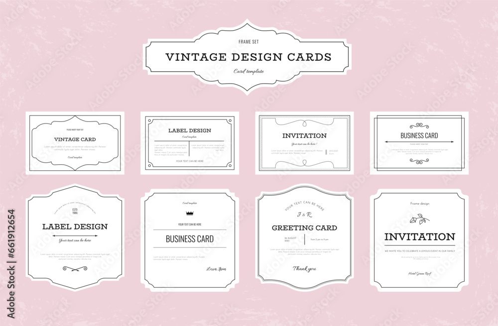 Poster label frames. ornament border decoration. simple scrolls and swirls. vintage victorian lines. invita