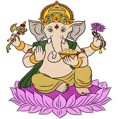 Lord Ganesha,God in hindu,Creative with illustration in flat design.