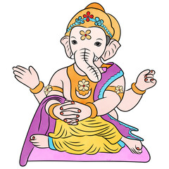 Lord Ganesha,God in hindu,Creative with illustration in flat design.