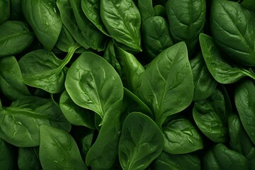 Fototapeta na wymiar Green spinach leaves pile. Generative AI