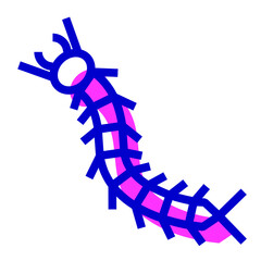 害虫、ムカデを表す2色スタイルのアイコン