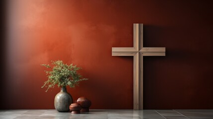 Naklejka premium minimalistic catholic cross logo design 