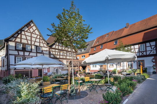 Annweiler am Trifels. A cozy place with many half-timbered houses. Wasgau, Rhineland-Palatinate, Germany, Europe