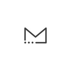 Outline email icon. Open the envelope pictogram. Security symbol, mobile app. Editable strokes. Vector illustration.