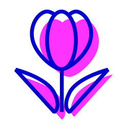 花、チューリップを表す2色スタイルのアイコン
