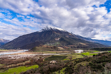 Fototapeta premium Moutains with snow tops in the inland of Albania