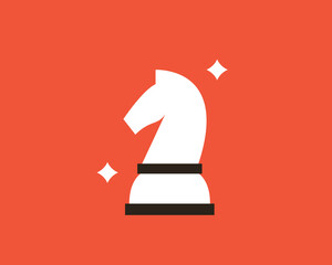 Geometric chess horse illustration in flat style design. Vector illustration. 