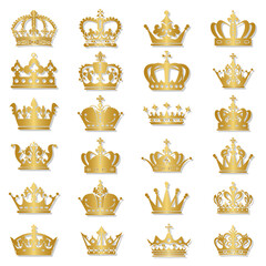 Set of royal golden crown with gradient vector Illustration.