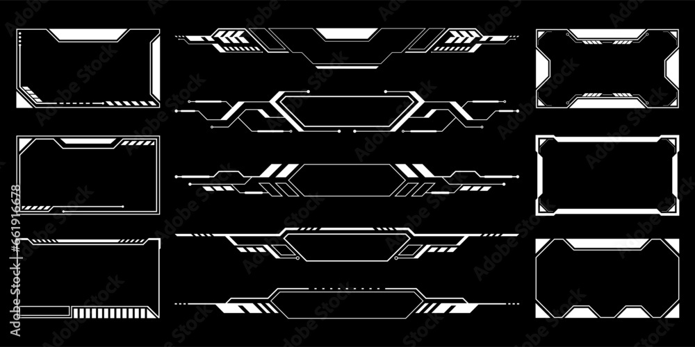 Poster sci-fi futuristic hud dashboard display virtual reality technology screen. user interface set. stati