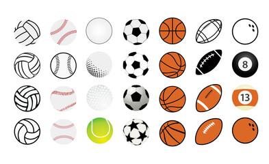 Fototapeta premium Collection of various sports balls arranged in a grid format showcasing popular sports activities