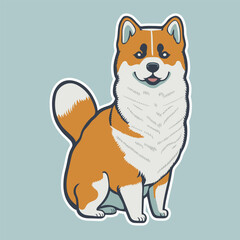 Cartoon illustration of akita, cute dog