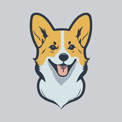 Cartoon illustration of corgi, cute dog, can be use as logo, made in flat design 