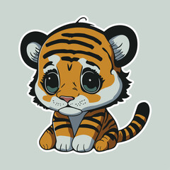 Obraz premium Cartoon Illustration of baby tiger, cute animal