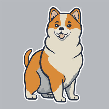 Cartoon illustration of akita, cute dog