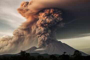 a volcano eruption in indonesia. Generative AI
