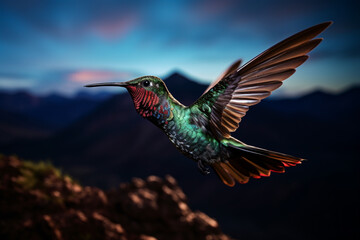 hummingbird flying on the sky