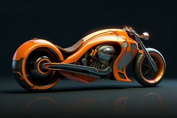 Retro-themed motorbike with a futuristic touch. Generative AI