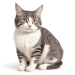 Cat Portrait - Capturing Feline Grace in a Plain Background