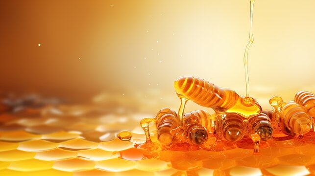 Honeycomb and bee insect animal on white background.AI generated image
