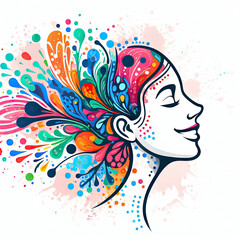 woman mental health illustration. ai generative