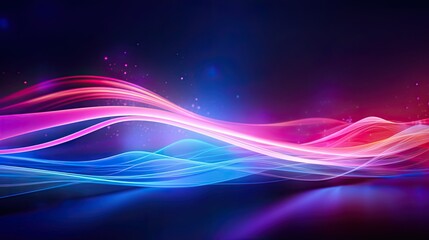 Naklejka premium Abstract futuristic background with purple and blue glowing neon moving high speed wave lines and bokeh lights. Visualization of sound waves. Data transfer. Fantastic wallpaper gen by AI