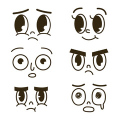 Set of cartoon eyes handdrawn for element, facial expression, face, mouth