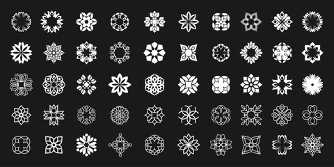 Floral ornament logo and icon set. Abstract luxury beauty mandala flower logo design collection.