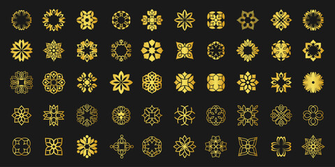 Floral ornament logo and icon set. Abstract luxury beauty mandala flower logo design collection. - obrazy, fototapety, plakaty