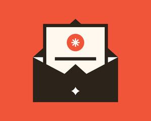 Geometric email  illustration in flat style design. Vector illustration. 