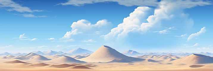 Gordijnen Abstract Desert with blue sky desert background desert with sky background Desert dunes background desert landscape background desert landscape wallpaper desert banner © HugePNG