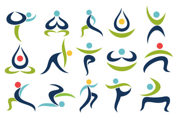 Collection of yoga logo. various poses of yoga.Yoga exercises. Design for yoga studio .